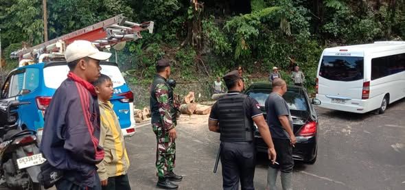 Danramil 1609-05 Pimpin Pengamanan Pembersihan dan Pemangkasan Pohon Pascabencana di Wanagiri